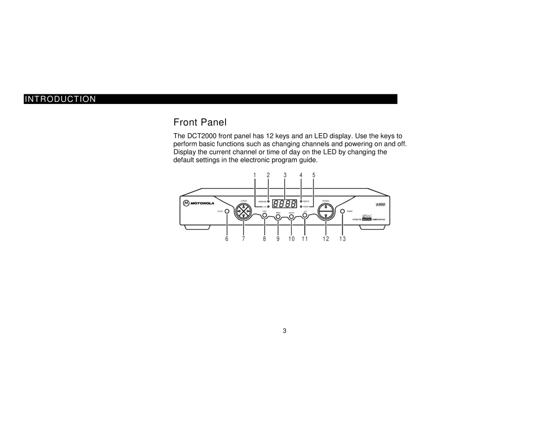 Motorola DCT2000 manual Front Panel 