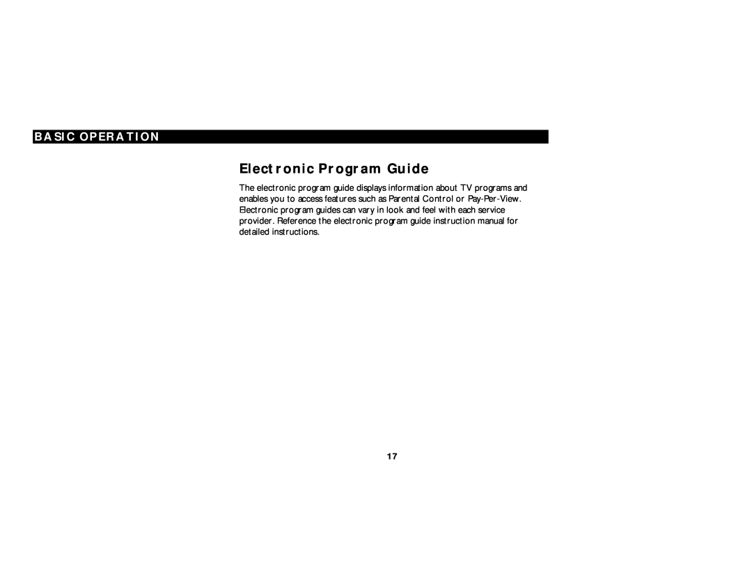Motorola DCT2000 manual Electronic Program Guide, Basic Operation 