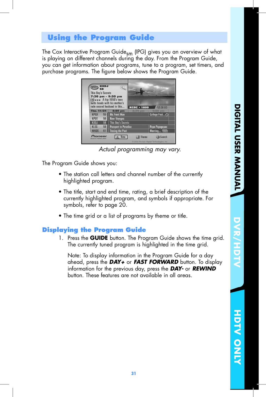 Motorola DCT2500, DCT2000 user manual Using the Program Guide, Displaying the Program Guide 