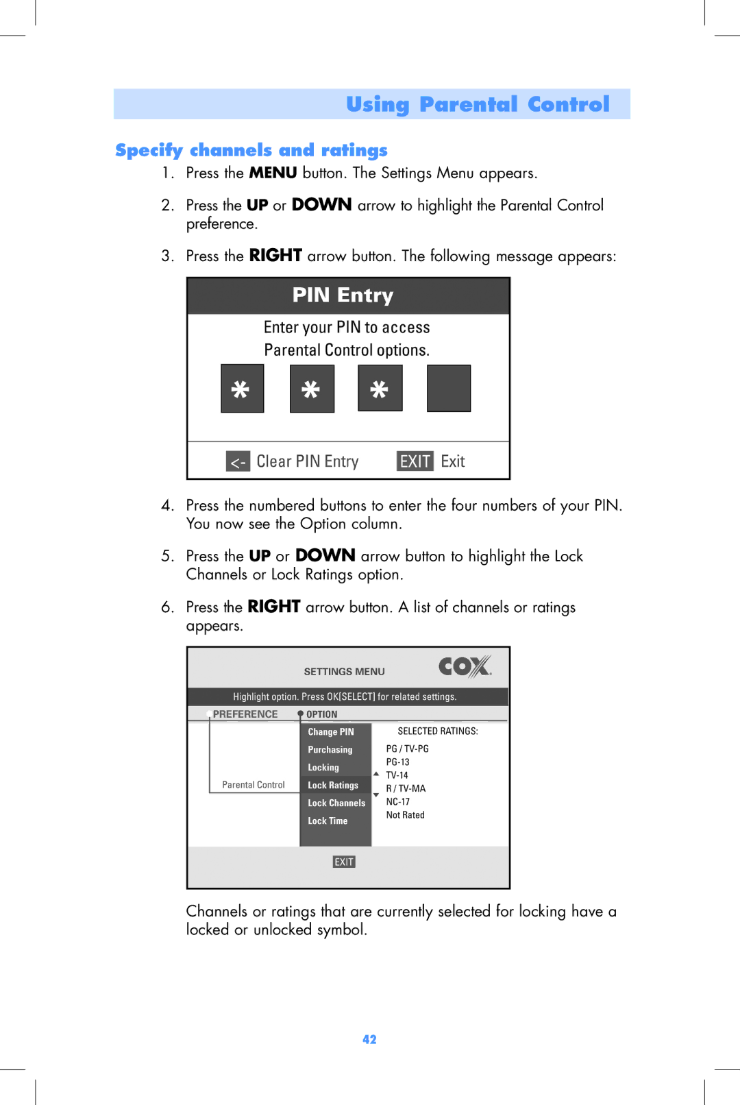 Motorola DCT2000, DCT2500 user manual Specify channels and ratings 