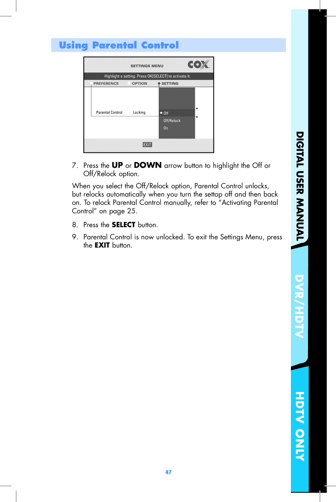 Motorola DCT2500, DCT2000 user manual DVR/HDTV Hdtv only 