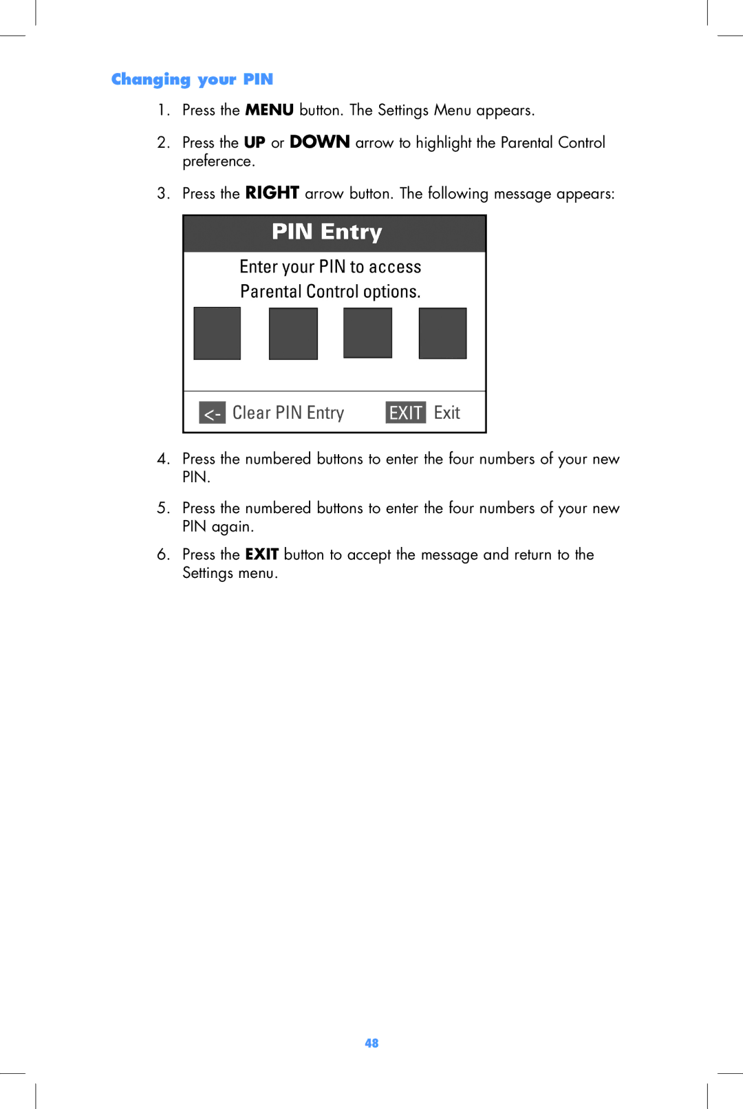 Motorola DCT2000, DCT2500 user manual Changing your PIN 