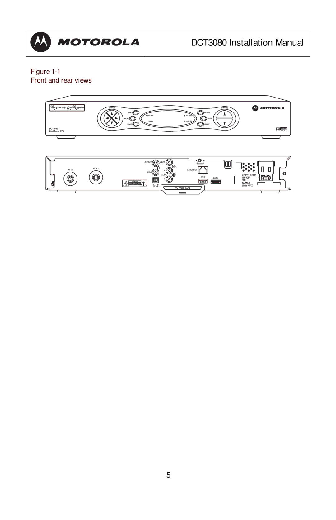 Motorola DCT3080 manual Front and rear views 