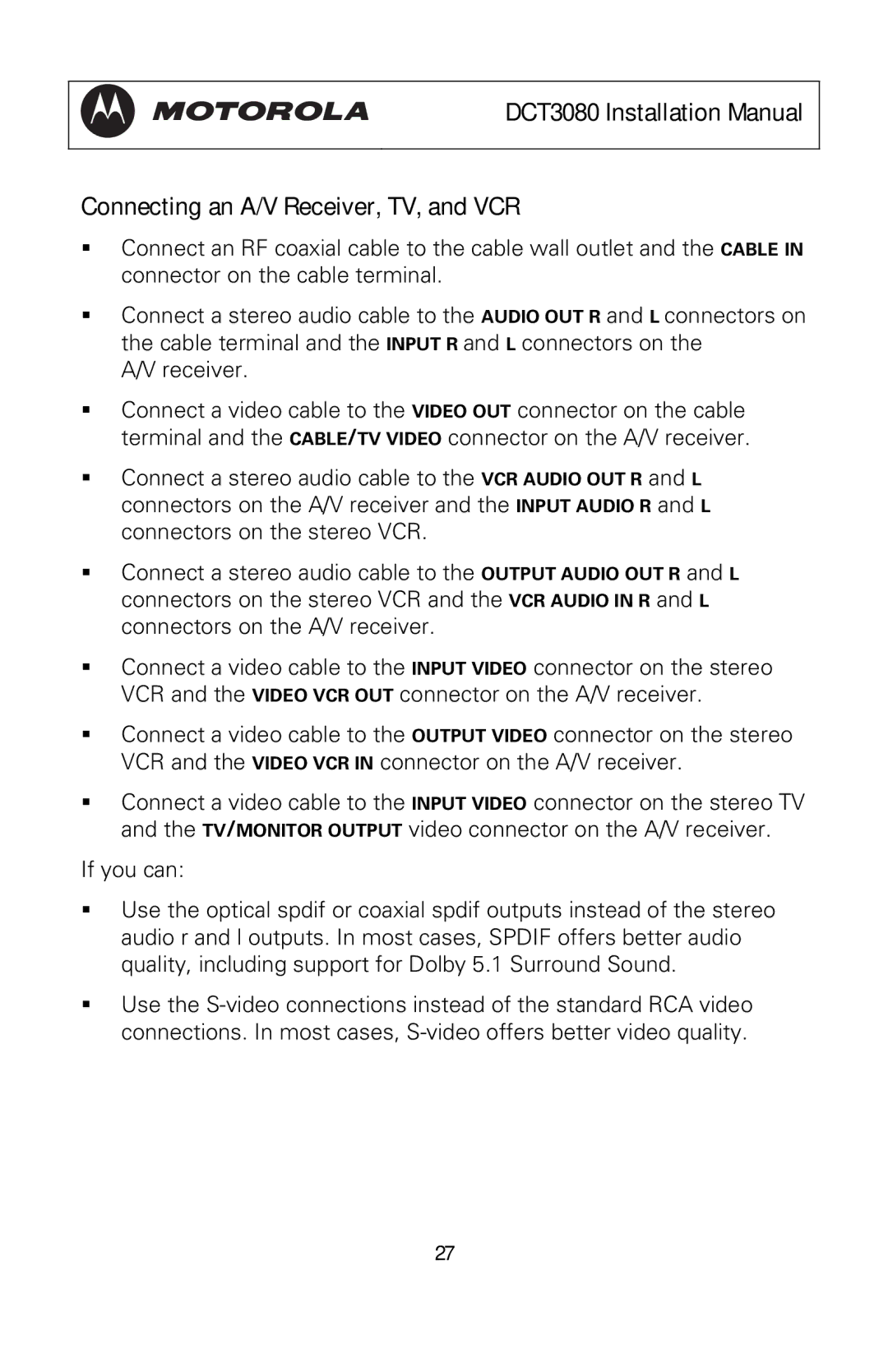 Motorola DCT3080 manual 