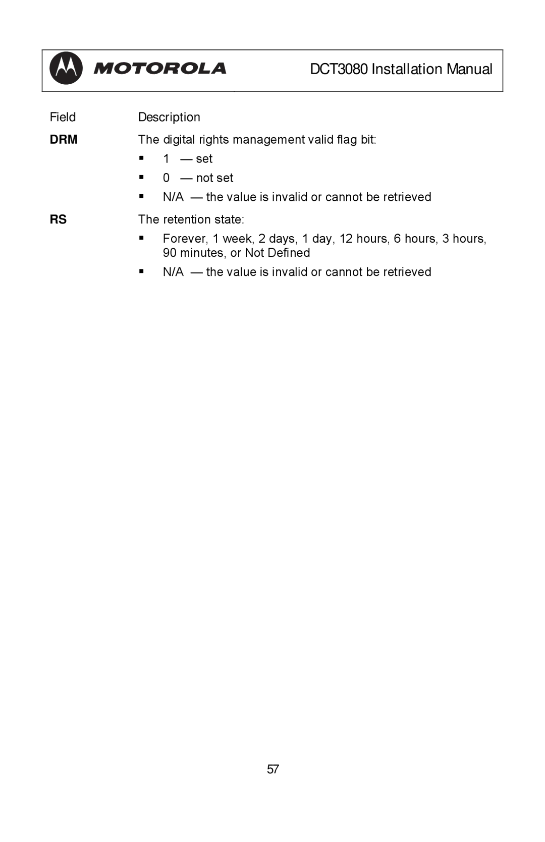 Motorola DCT3080 manual Drm 