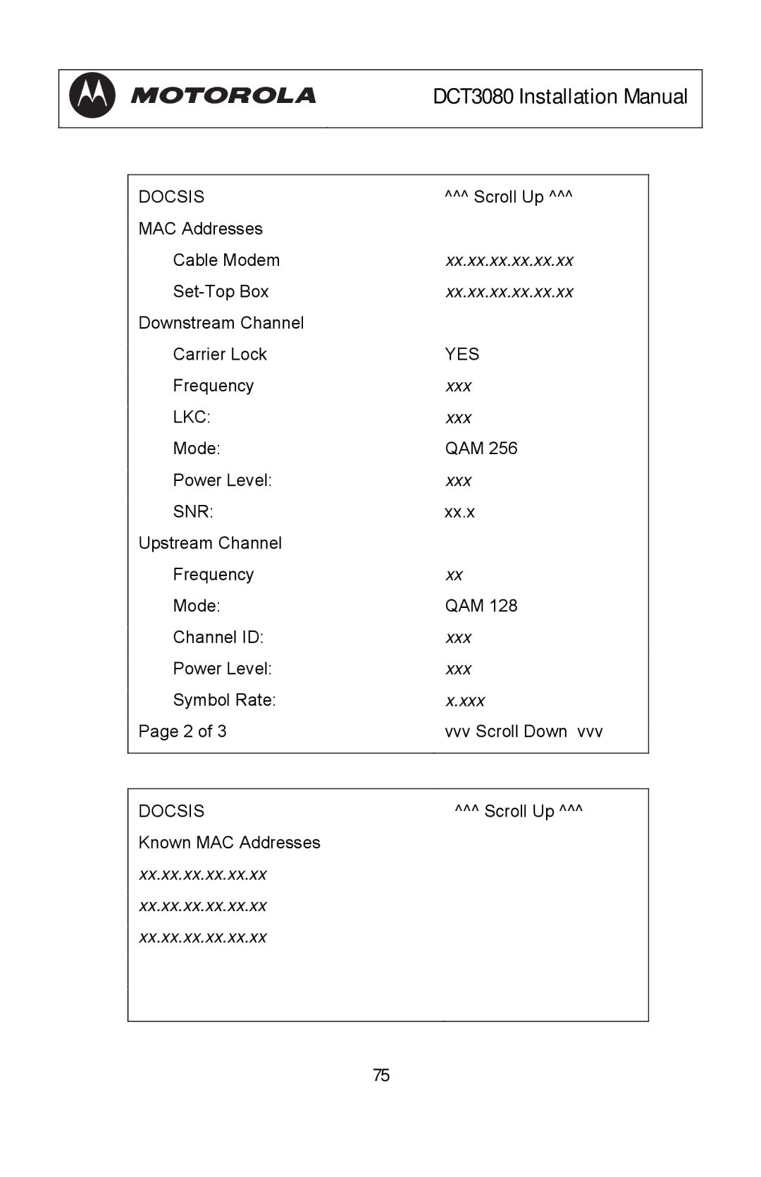 Motorola DCT3080 manual Xx.xx.xx.xx.xx.xx 