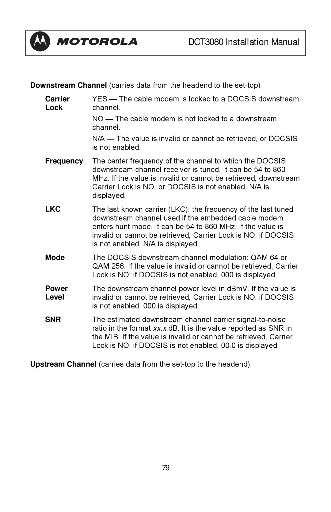 Motorola DCT3080 manual Carrier, Lkc 