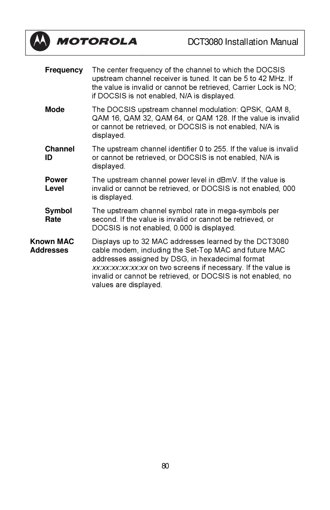 Motorola manual DCT3080 Installation Manual 