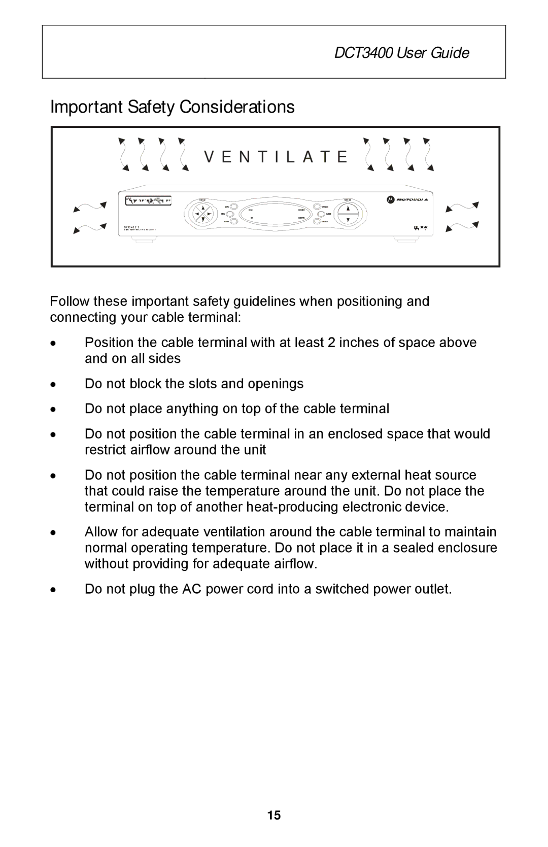 Motorola DCT3400 Series manual Important Safety Considerations, N T I L a T E 