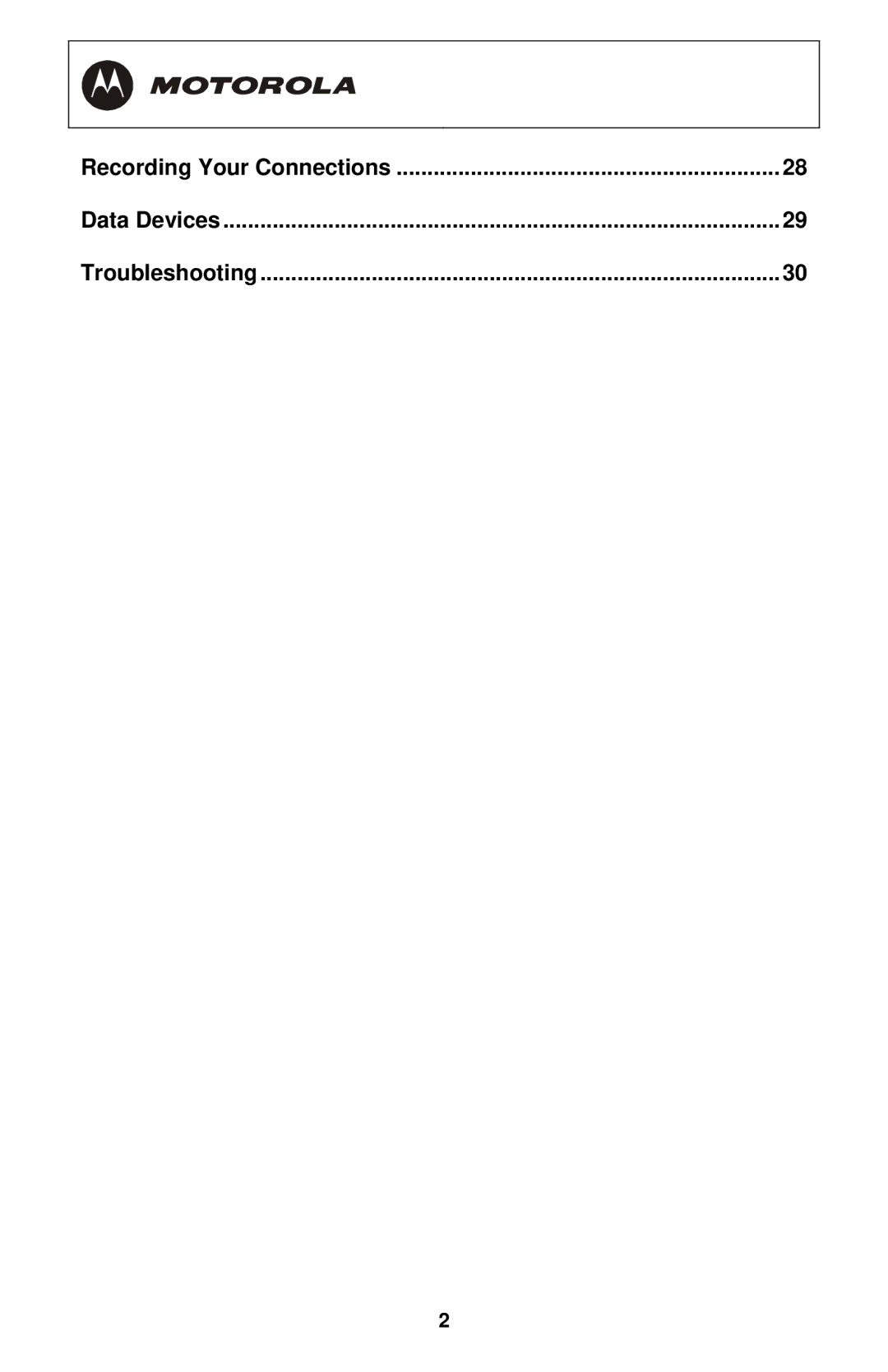 Motorola DCT3400 Series manual Recording Your Connections Data Devices Troubleshooting 