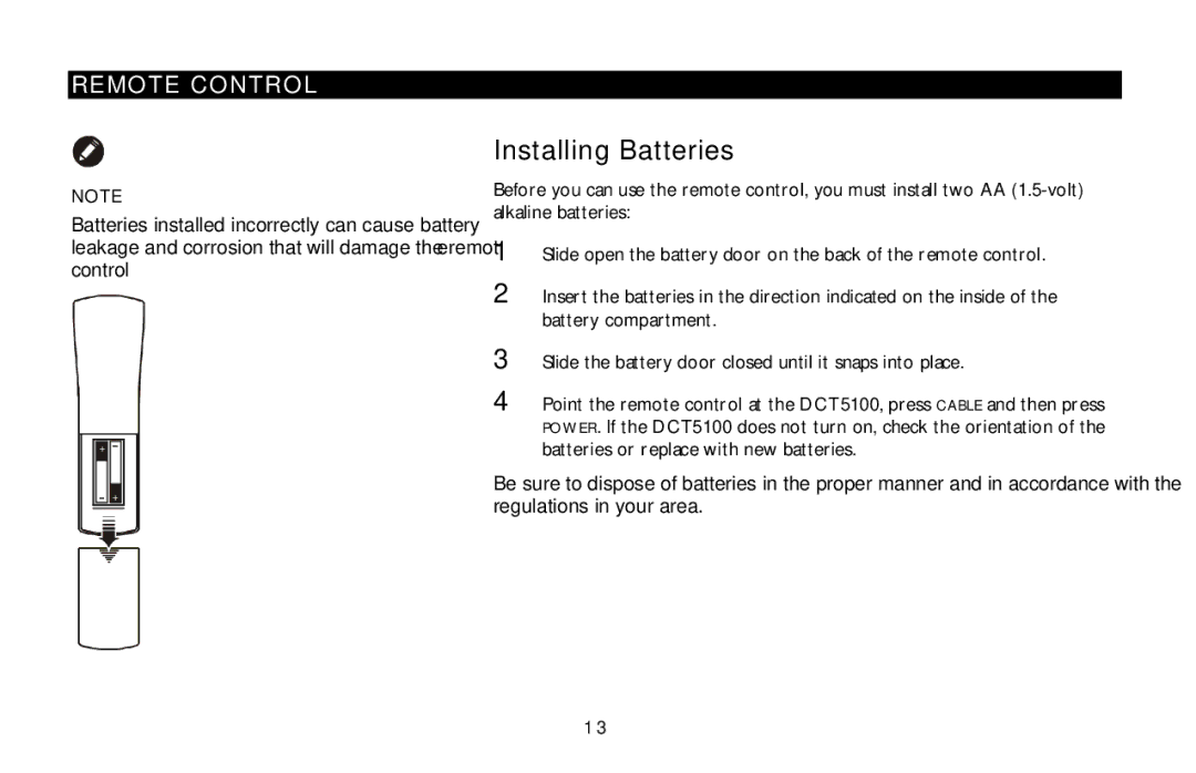 Motorola DCT5100 manual Installing Batteries 