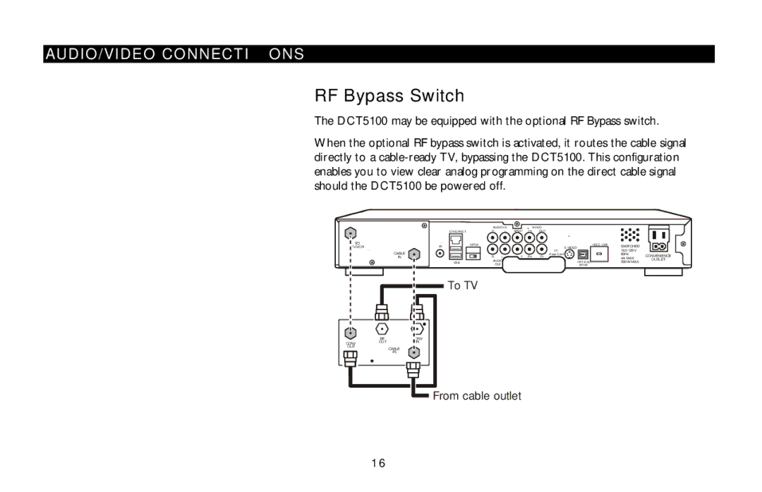 Motorola DCT5100 manual RF Bypass Switch 