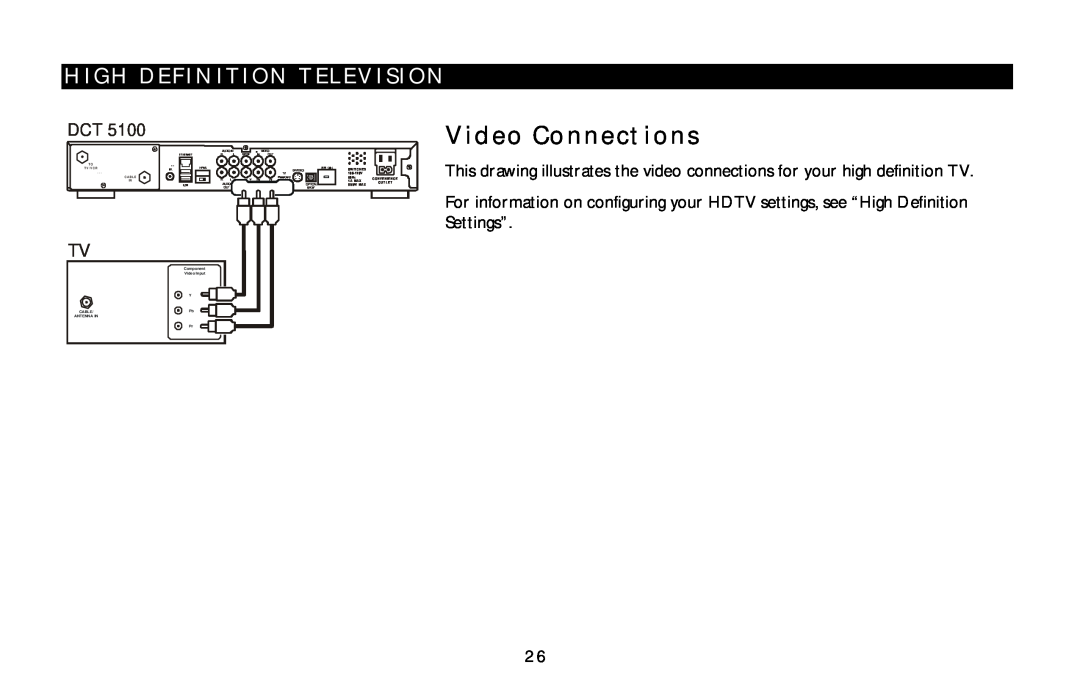 Motorola DCT5100 manual Video Connections, High Definition Television 