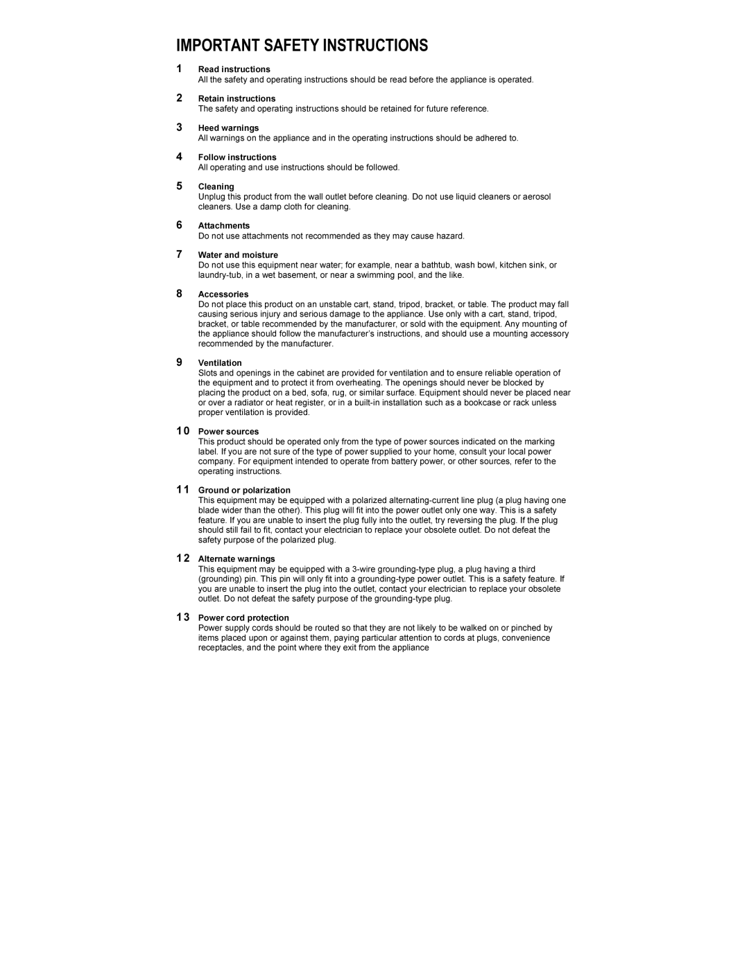 Motorola DCT6208, DCT6200 manual Important Safety Instructions 