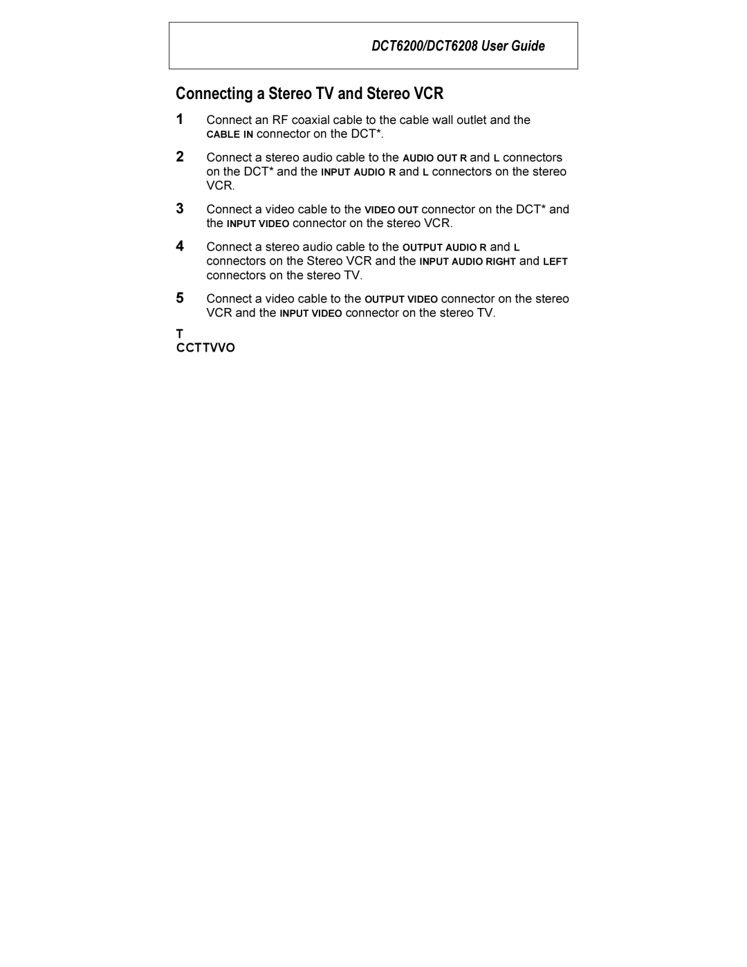 Motorola DCT6200, DCT6208 manual Connecting a Stereo TV and Stereo VCR 