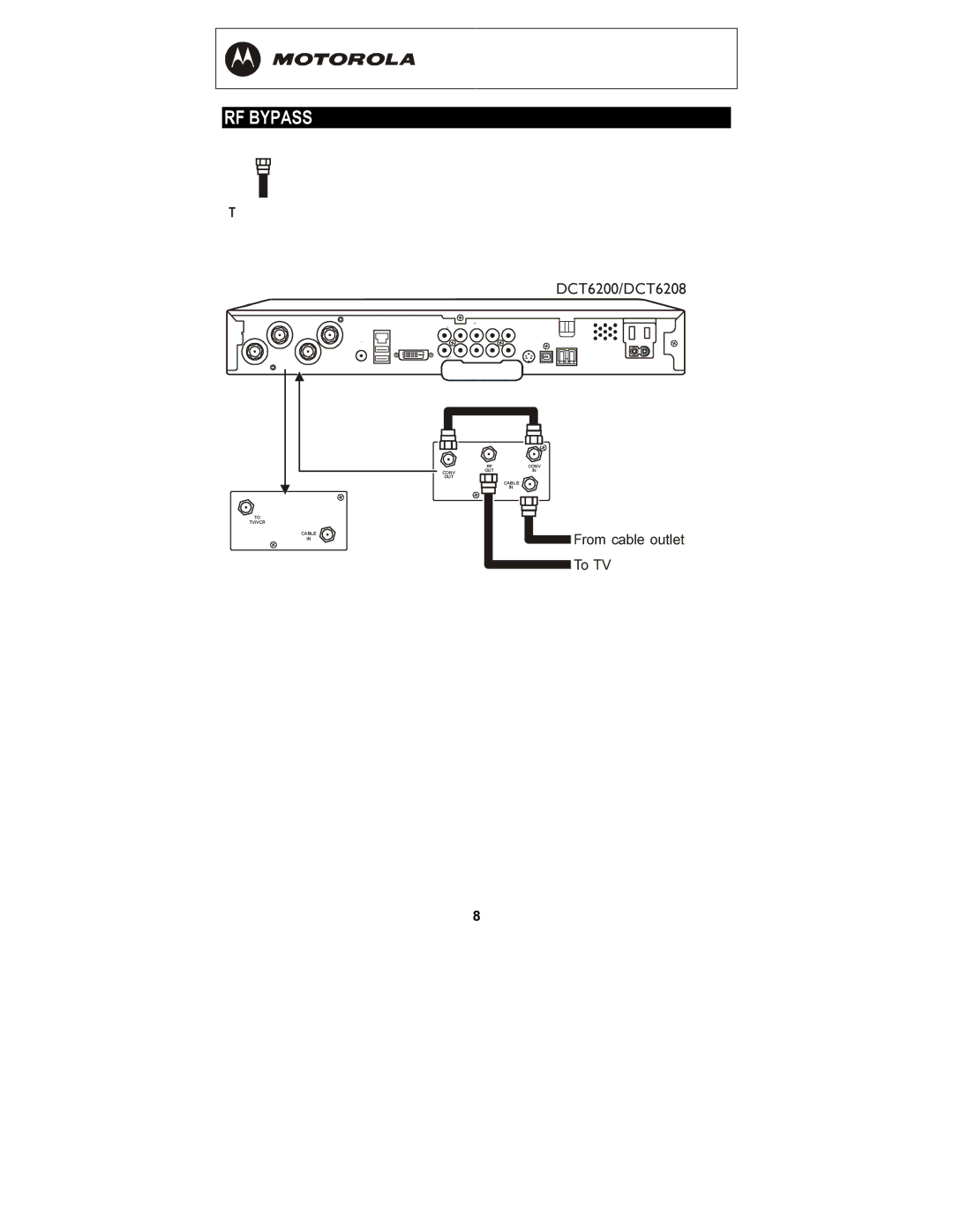 Motorola DCT6208, DCT6200 manual RF Bypass, `qSOMMLa`qSOMU 