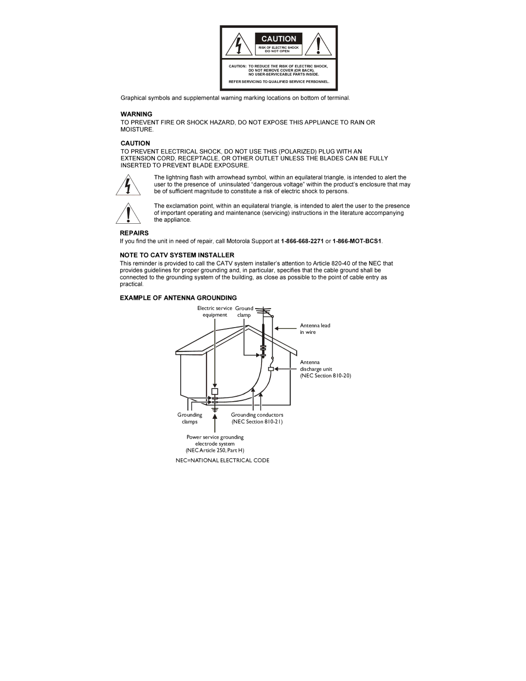 Motorola DCT6200, DCT6208 manual Repairs 