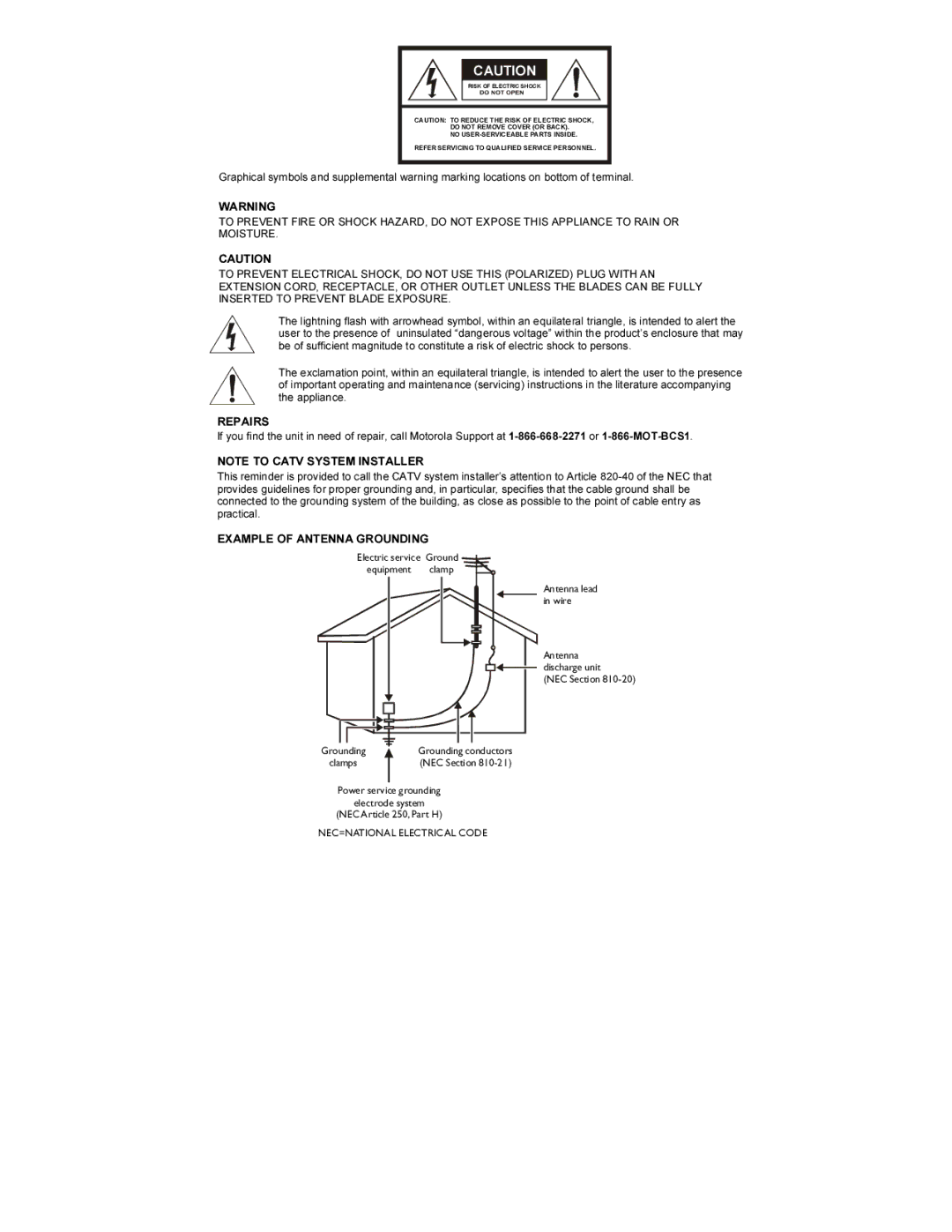 Motorola DCT6208, DCT6200 manual Repairs 