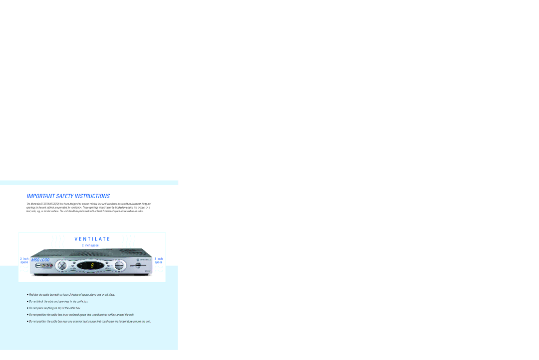 Motorola DCT6208, DCT6200 important safety instructions Important Safety Instructions, N T I L a T E 