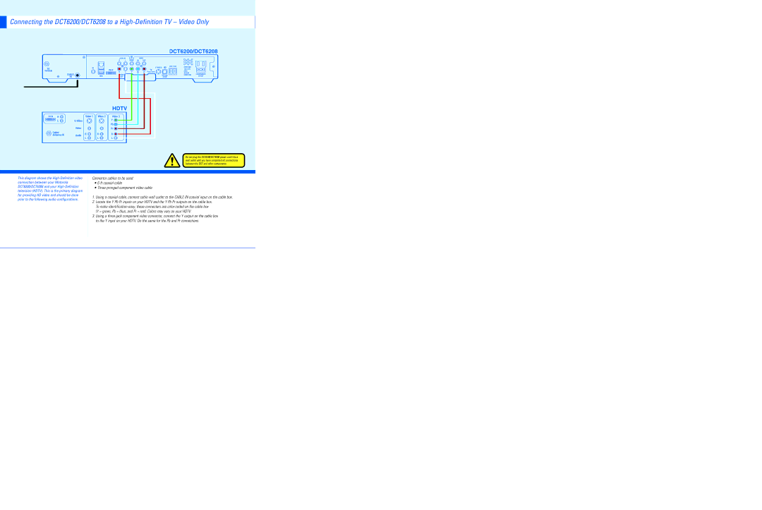 Motorola DCT6200, DCT6208 important safety instructions Hdtv 