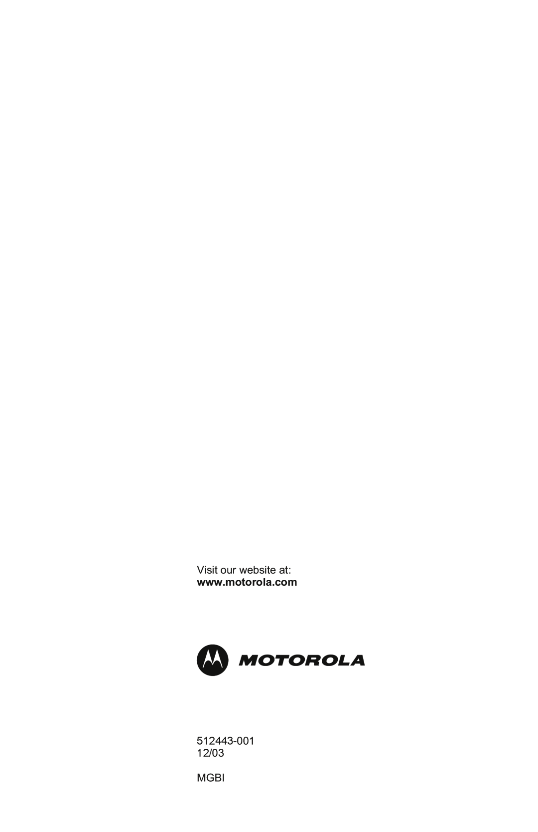 Motorola DCT6200, DCT6208 manual Visit our website at, 512443-001 12/03, Mgbi 