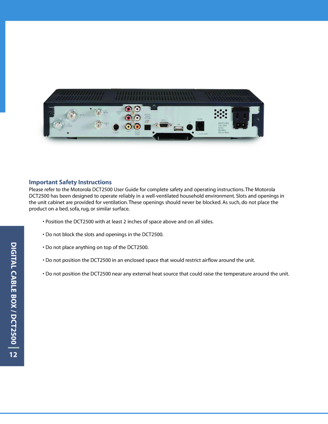 Motorola DCT6208 manual Important Safety Instructions 