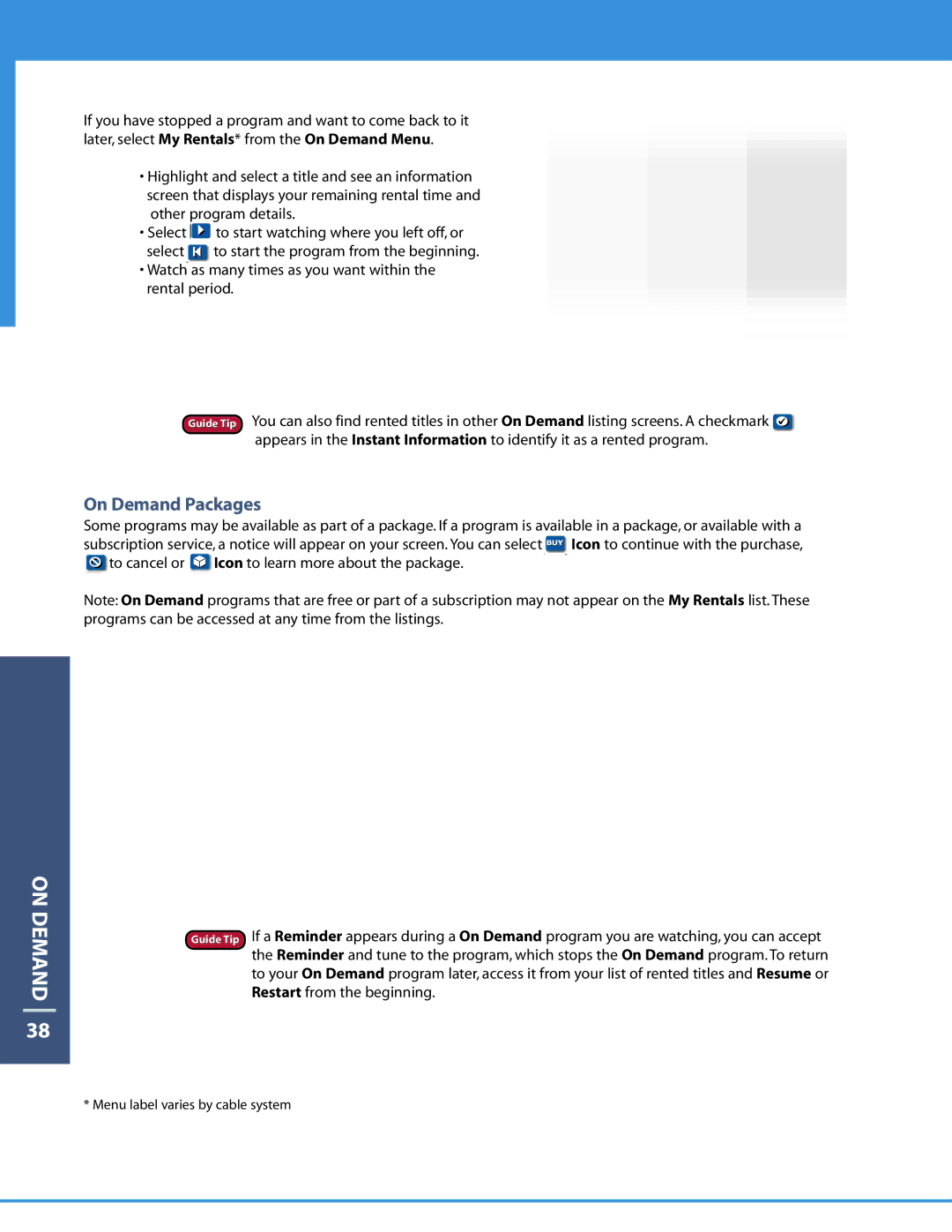 Motorola DCT6208 manual On Demand Packages 