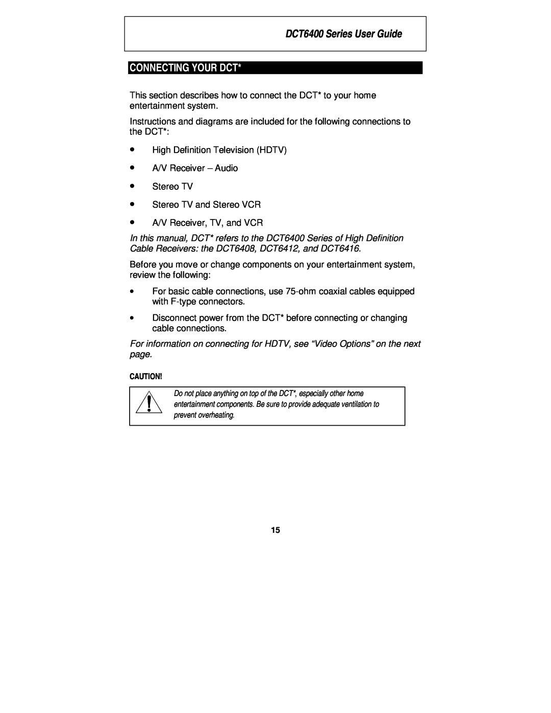 Motorola manual Connecting Your Dct, DCT6400 Series User Guide 