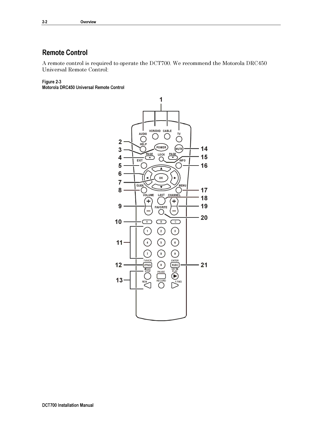 Motorola DTC700, DCT700 installation manual Motorola DRC450 Universal Remote Control 