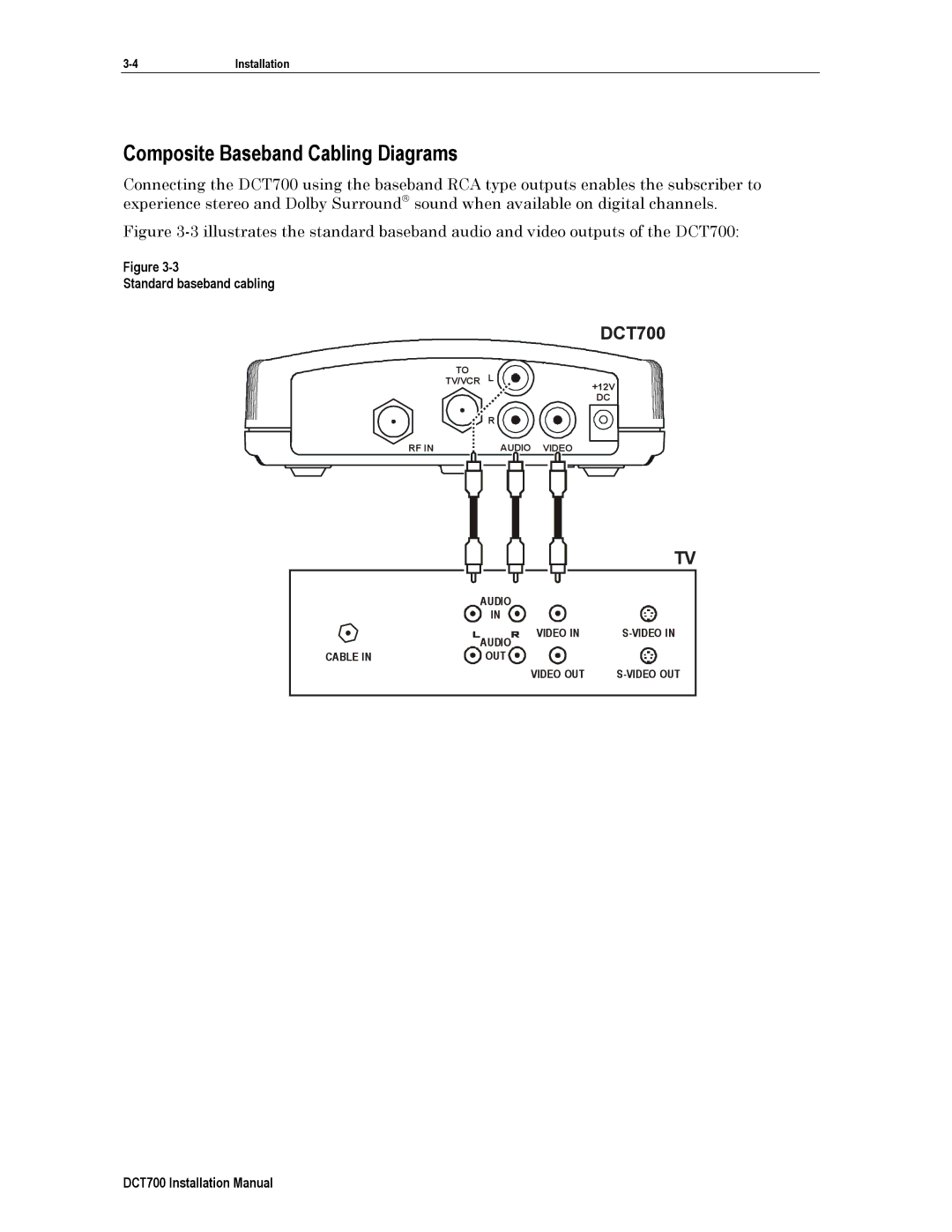 Motorola DTC700, DCT700 installation manual Composite Baseband Cabling Diagrams, Standard baseband cabling 