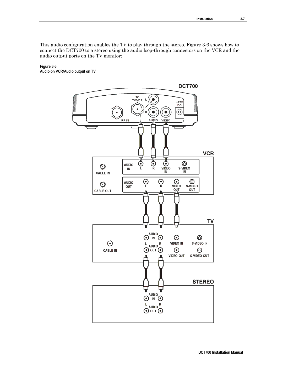 Motorola DCT700, DTC700 installation manual Audio on VCR/Audio output on TV 