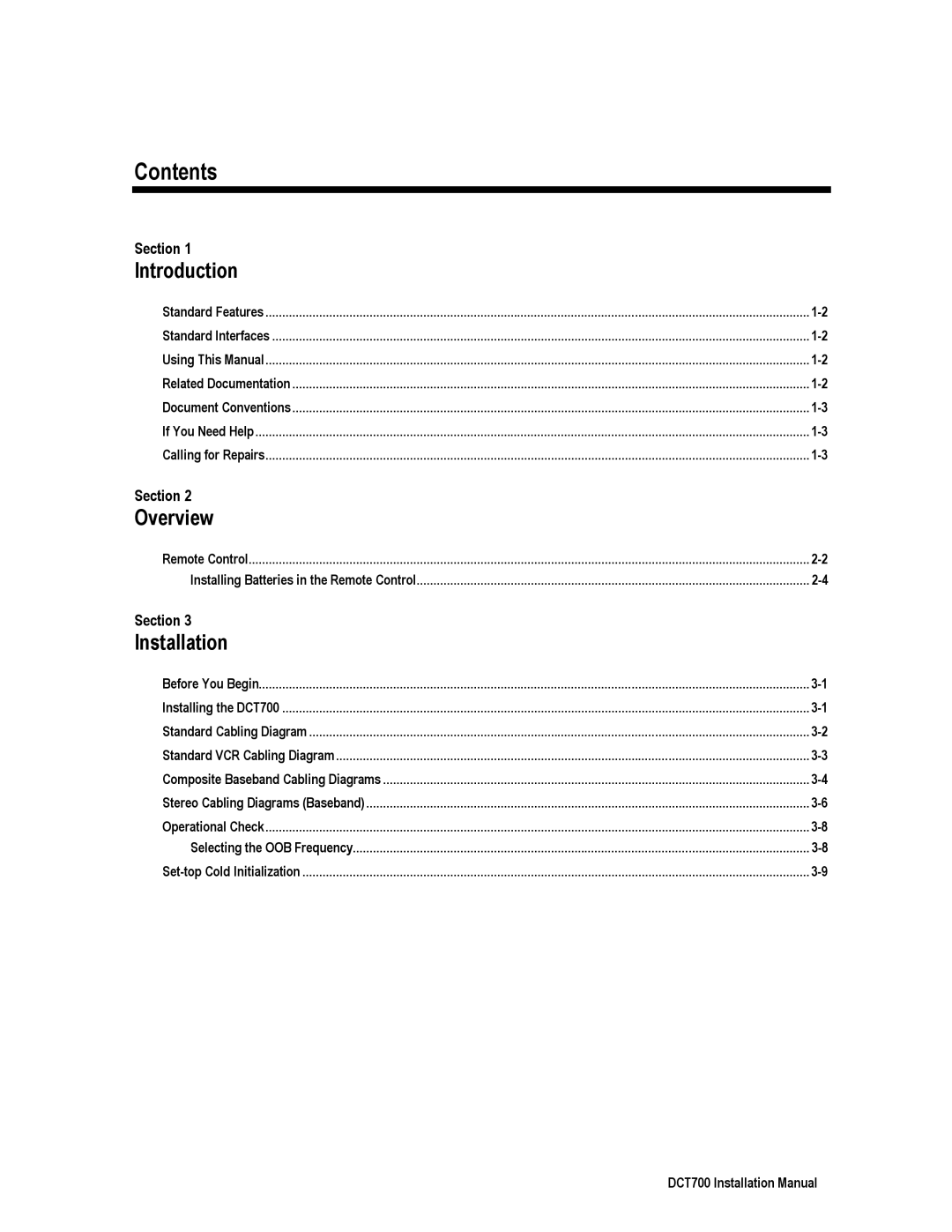 Motorola DCT700, DTC700 installation manual Contents 