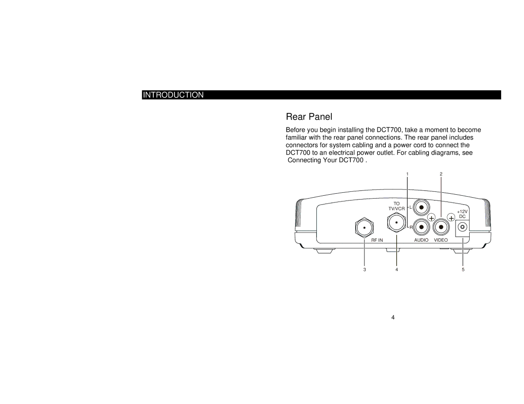 Motorola DCT700 manual Rear Panel 