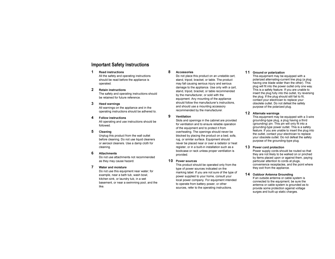 Motorola DCT700 manual Important Safety Instructions 