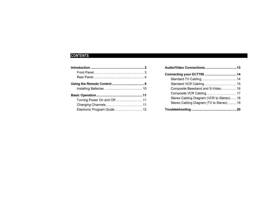 Motorola DCT700 manual Contents 