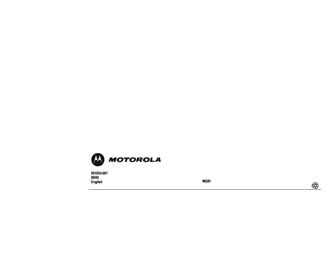 Motorola DCT700 manual 501034-001, 09/03, English, Mgbi 