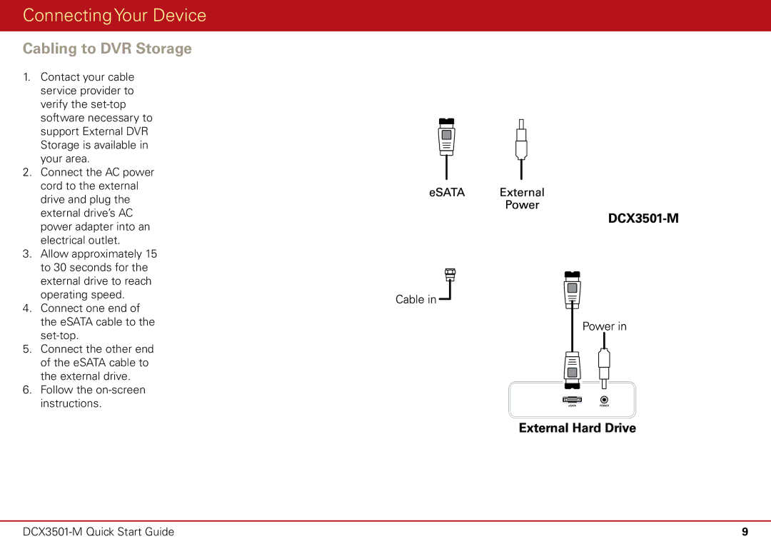 Motorola DCX3501-M quick start Cabling to DVR Storage 