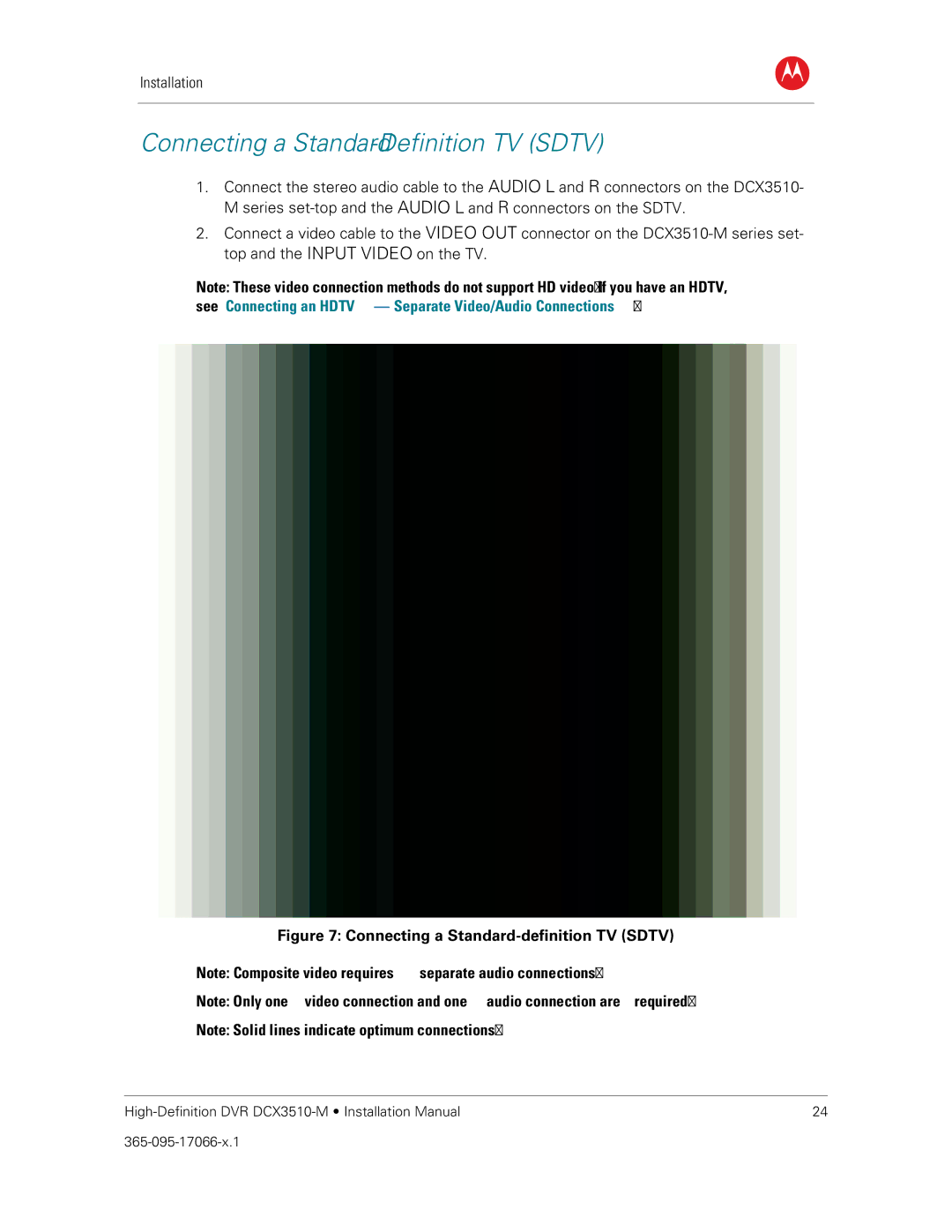 Motorola DCX3510-M installation manual Connecting a Standard-Definition TV Sdtv, Connecting a Standard-definition TV Sdtv 