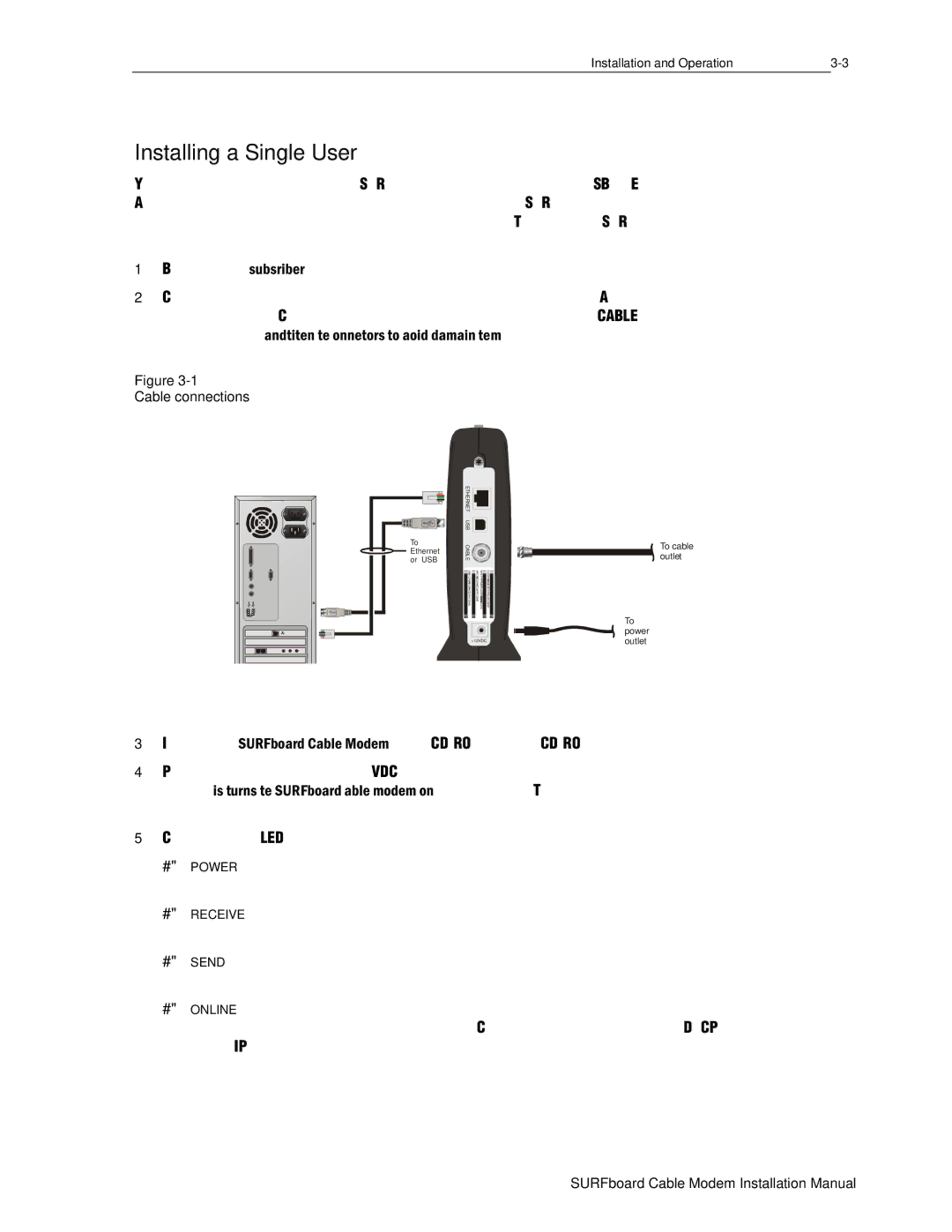 Motorola DHSB5100 installation manual Installing a Single User, Cable connections 