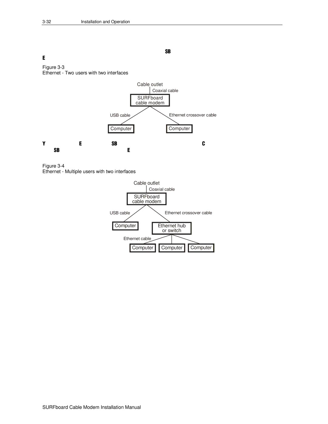 Motorola DHSB5100 installation manual Ethernet Two users with two interfaces, Ethernet Multiple users with two interfaces 