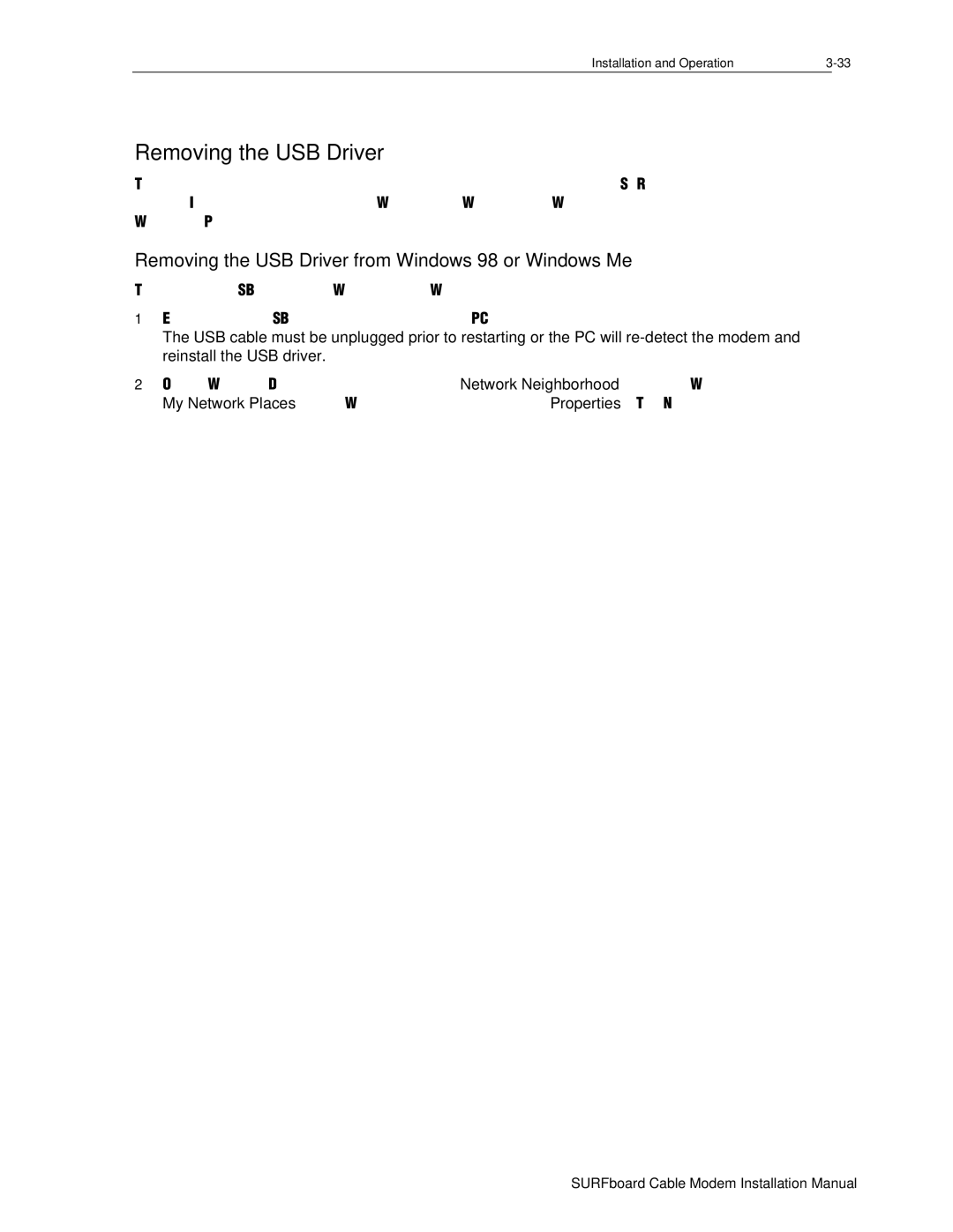 Motorola DHSB5100 installation manual Removing the USB Driver from Windows 98 or Windows Me 