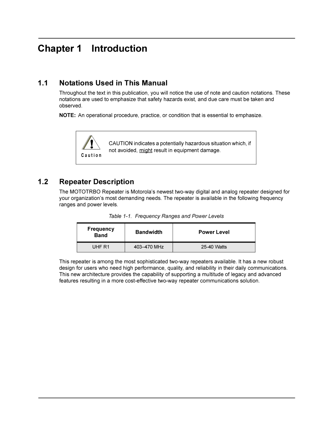 Motorola DR 3000 service manual Introduction, Notations Used in This Manual, Repeater Description 