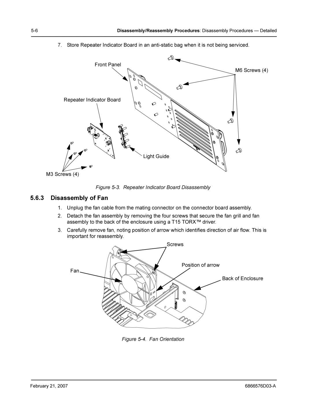 Motorola DR 3000 service manual Disassembly of Fan, Repeater Indicator Board Disassembly 