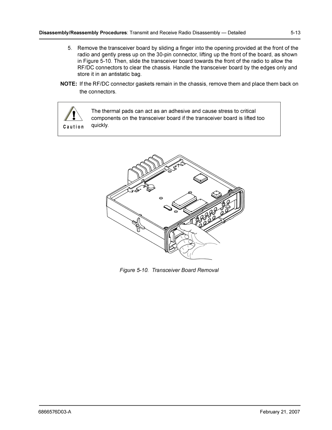 Motorola DR 3000 service manual Transceiver Board Removal 