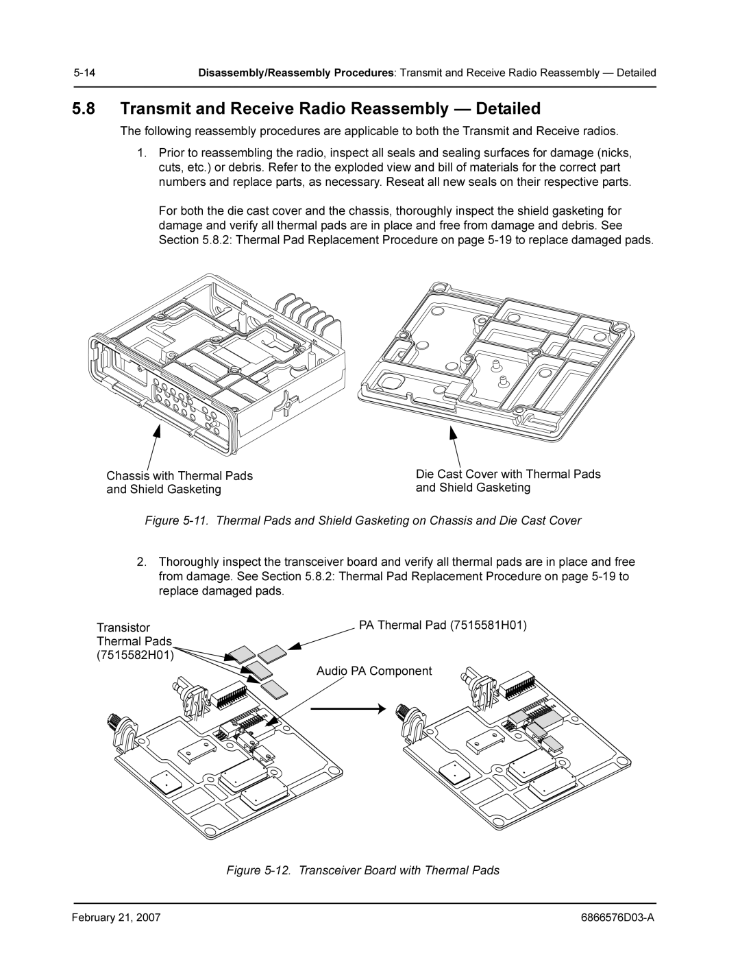 Motorola DR 3000 service manual Transmit and Receive Radio Reassembly Detailed, Transceiver Board with Thermal Pads 