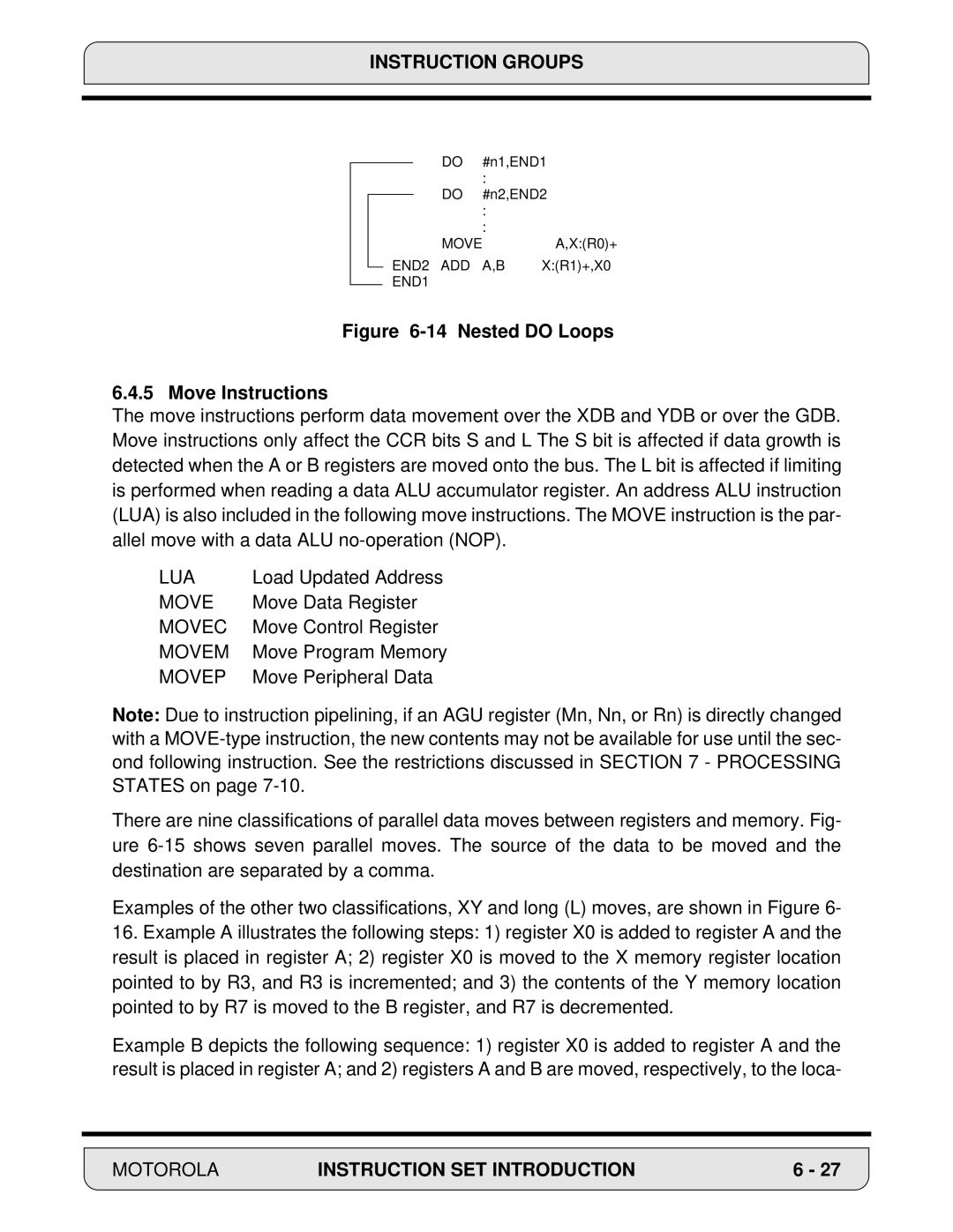 Motorola DSP56000, 24-Bit Digital Signal Processor manual Lua, Movec, Movem, Movep 