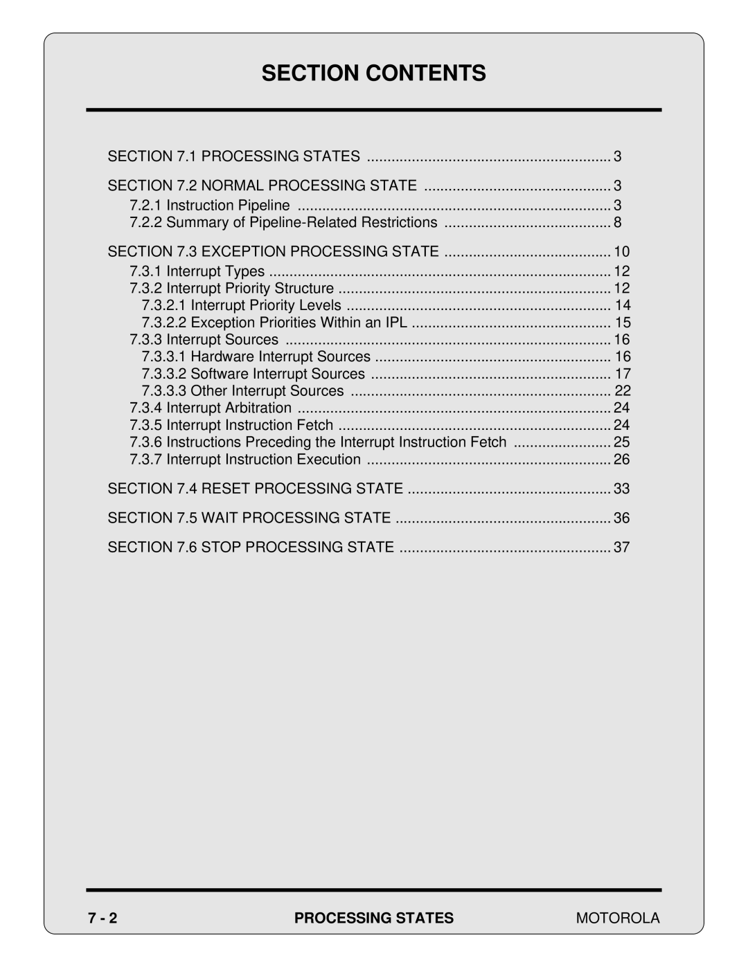 Motorola 24-Bit Digital Signal Processor, DSP56000 Processing States Normal Processing State, Exception Processing State 