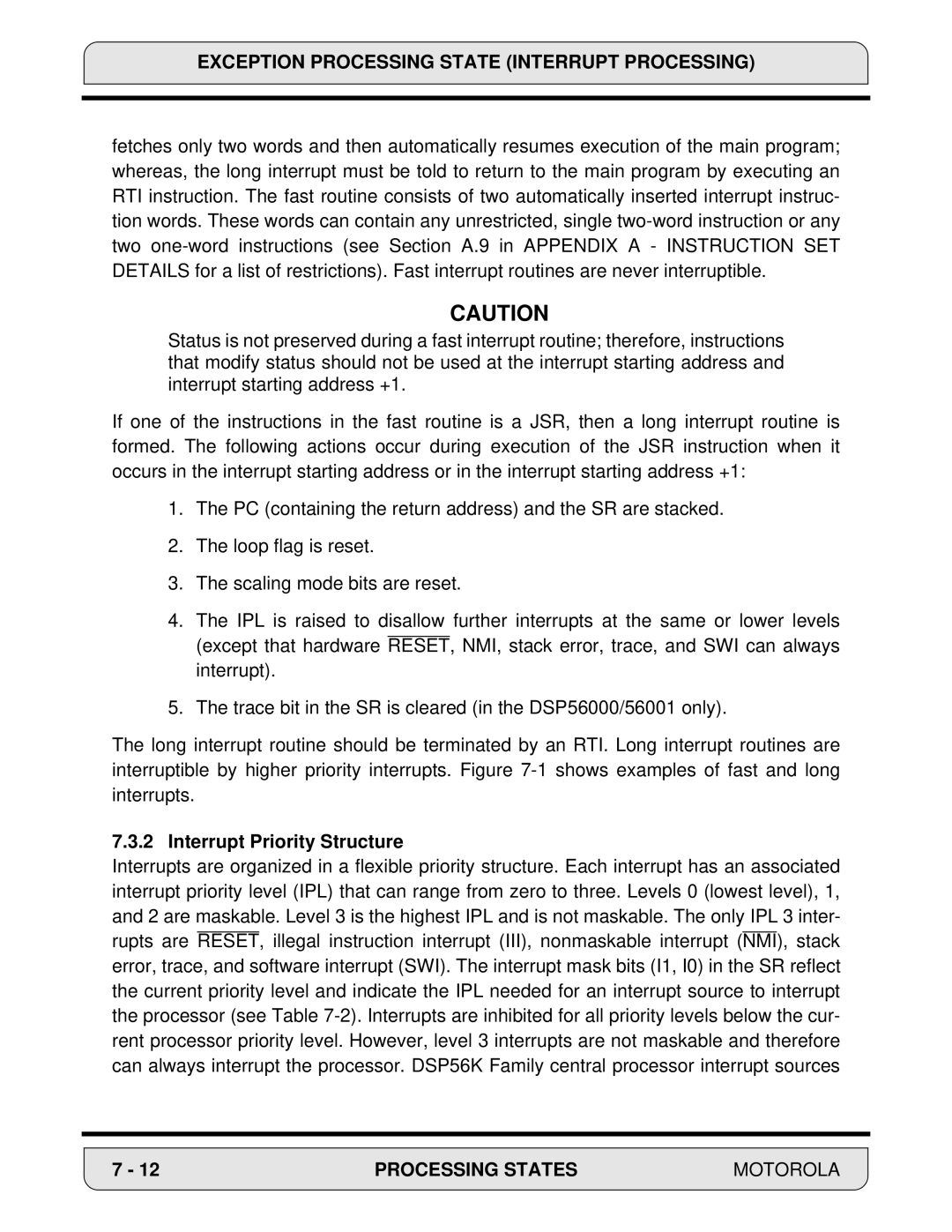 Motorola 24-Bit Digital Signal Processor, DSP56000 manual Interrupt Priority Structure 