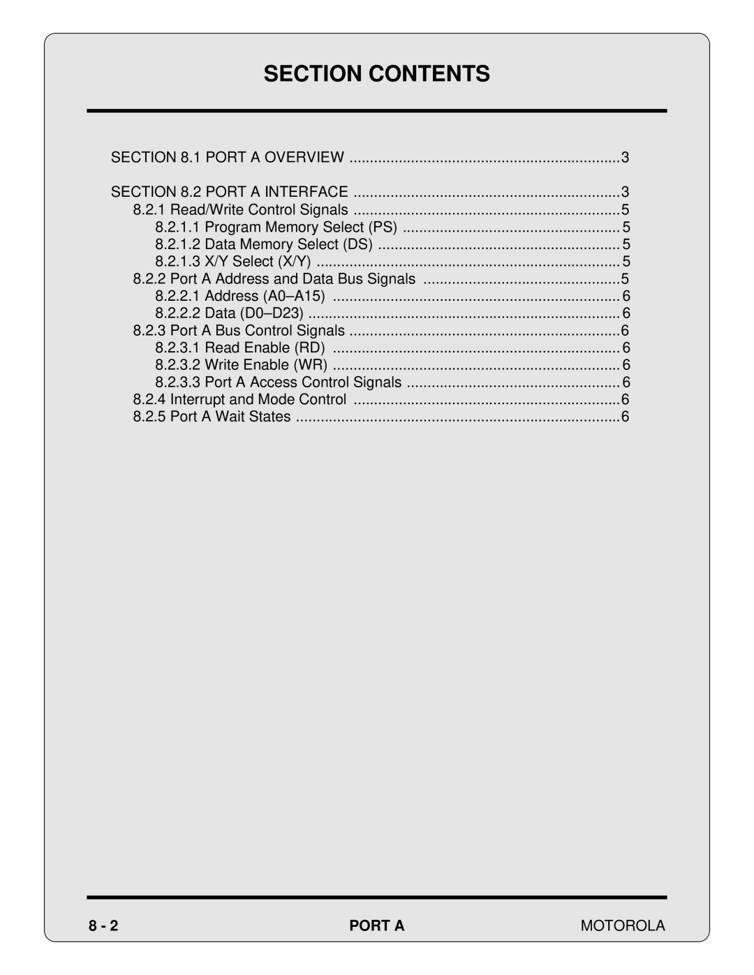 Motorola 24-Bit Digital Signal Processor, DSP56000 manual Port a Overview Port a Interface, Port a Motorola 