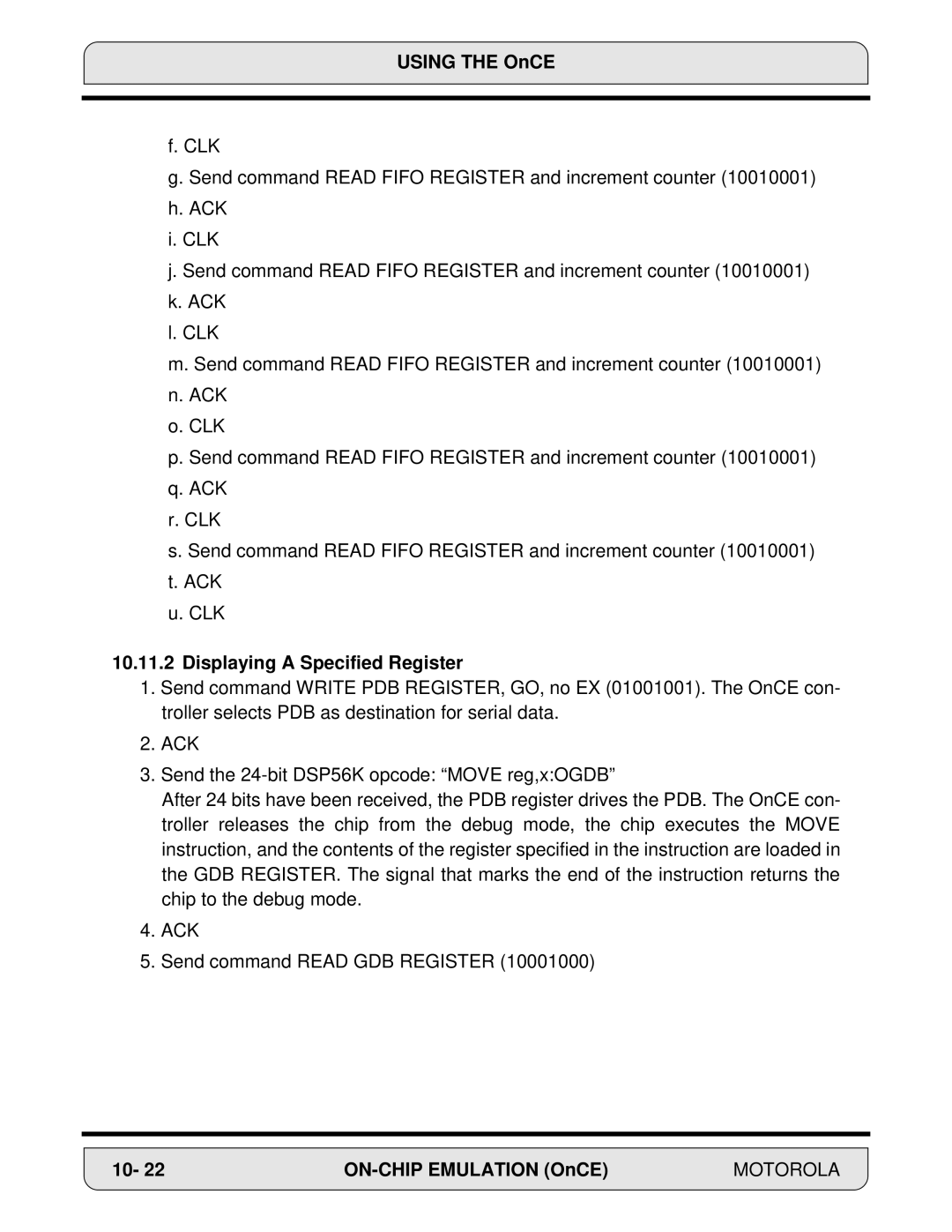 Motorola DSP56000, 24-Bit Digital Signal Processor manual Displaying a Specified Register 